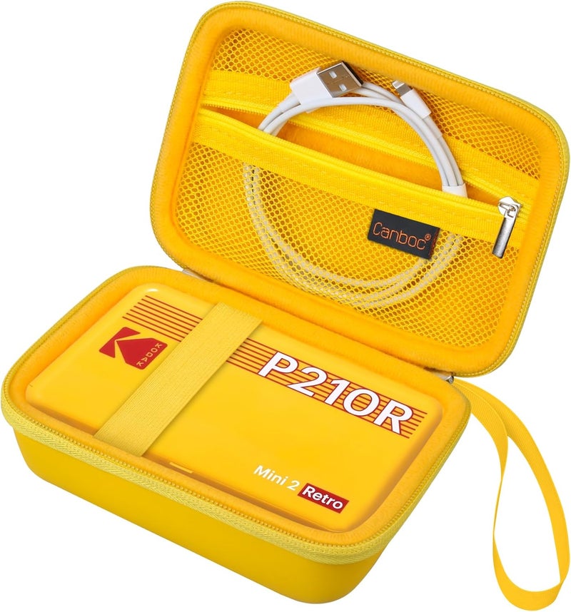 Canboc Carrying Case for KODAK Mini 2 Retro 4PASS Portable Photo Printer/KODAK Mini Shot 2 Retro 4PASS 2-in-1 Instant Digital Camera, Mesh Bag fits Photo Paper and Cable, Yellow - Image 1